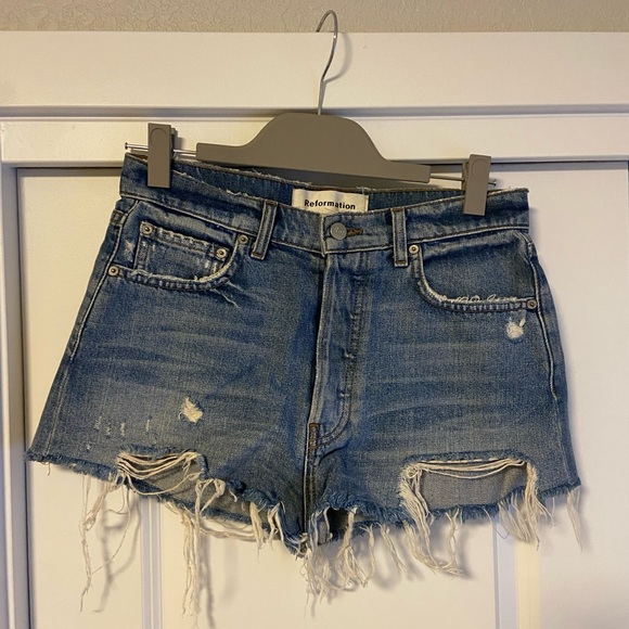 Reformation High Rise Jean Shorts - Picture 1 of 4